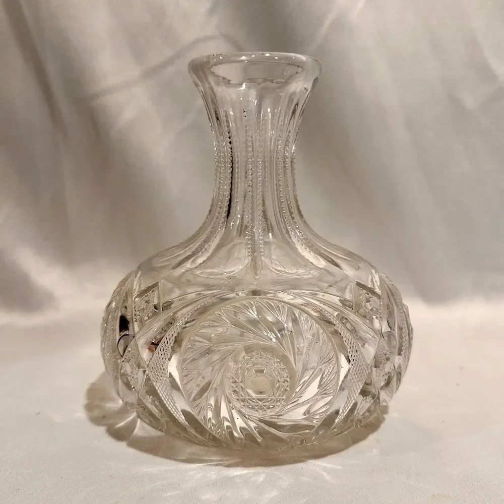 Vintage Pressed Glass Lidded Bowl Pinwheel Star Design